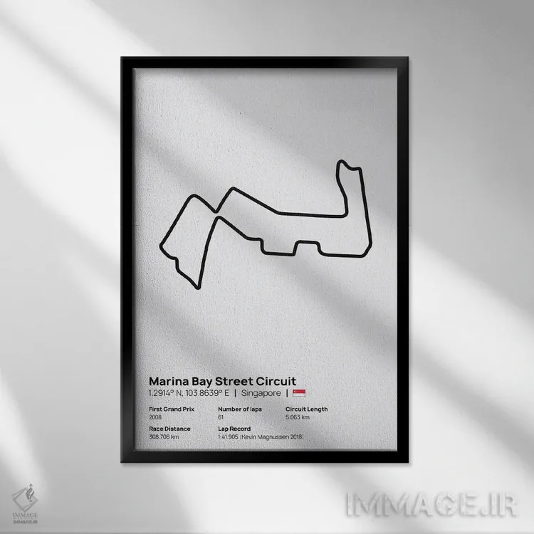 تابلو فرمول یک - پیست خیابانی مارینا بی اثر آویسیکس - نمای قابدار مشکی