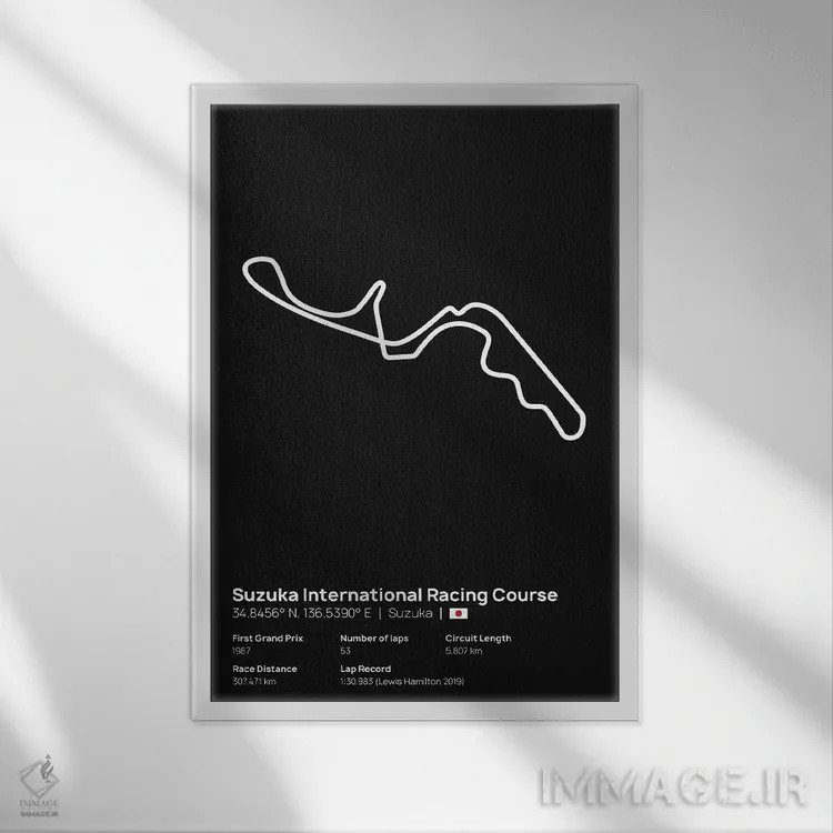 تابلو فرمول یک - پیست بینالمللی سوزوکا اثر آویسیکس - نمای قابدار سفید