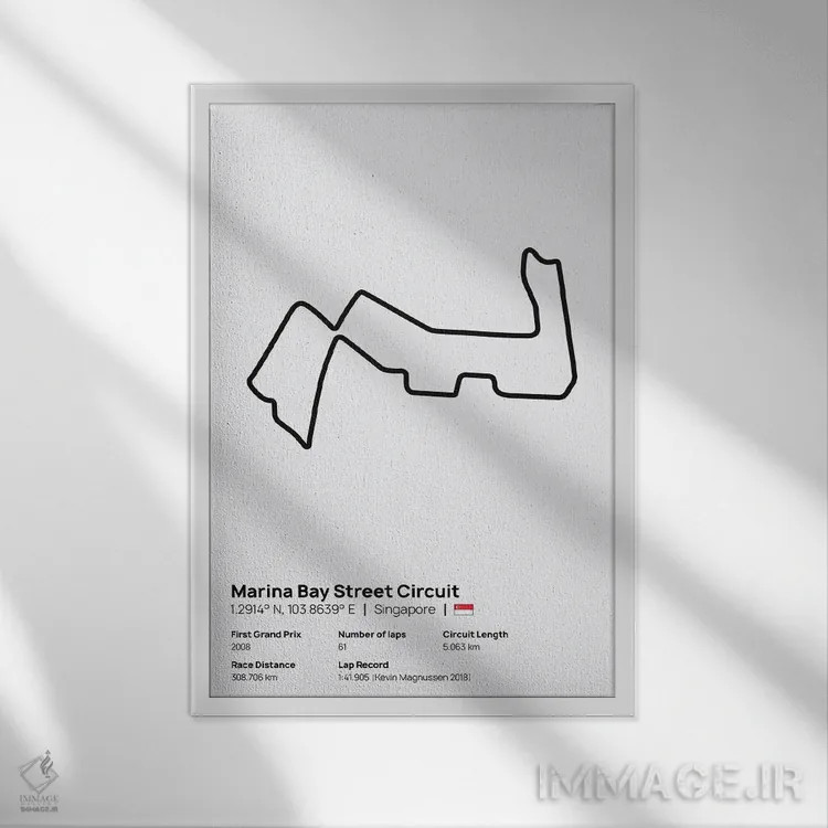 تابلو فرمول یک - پیست خیابانی مارینا بی اثر آویسیکس - نمای قابدار سفید