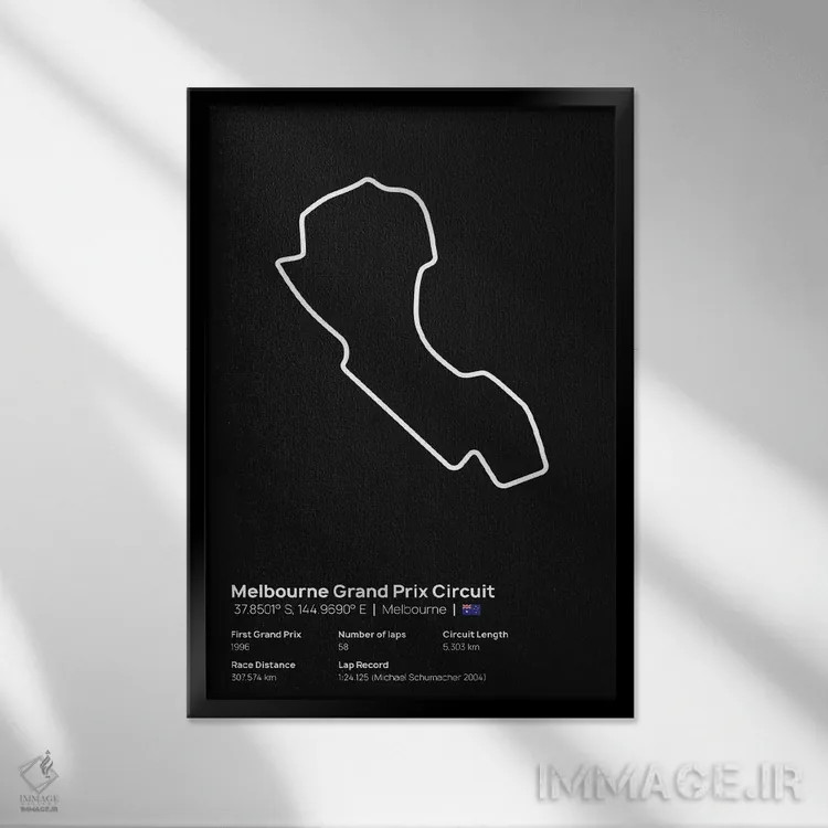 تابلو فرمول یک - پیست جایزه بزرگ ملبورن اثر آویسیکس - نمای قابدار مشکی