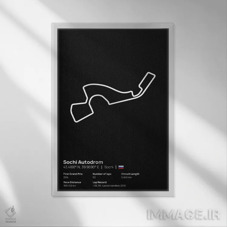 تابلو فرمول یک - اتودروم سوچی اثر آویسیکس - نمای قابدار سفید