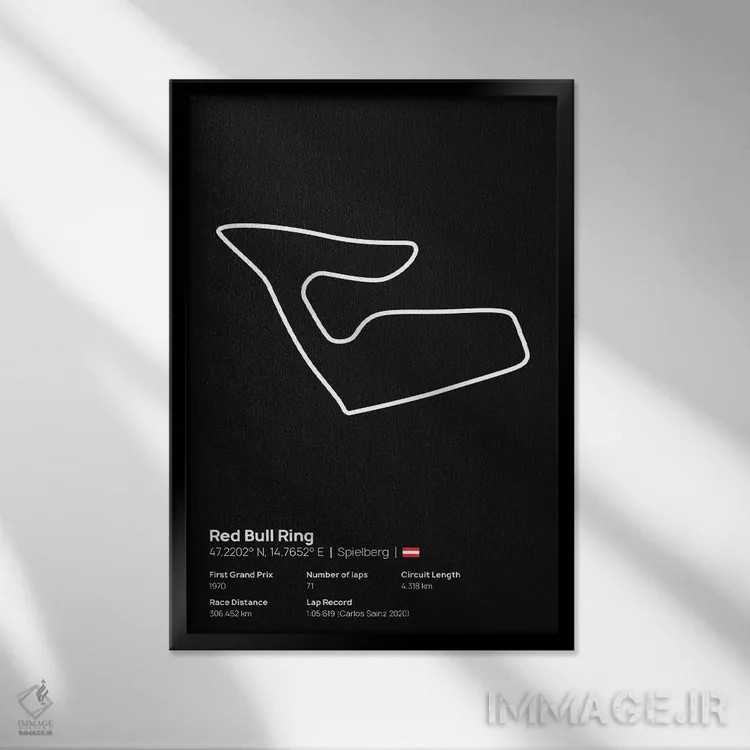 تابلو فرمول یک - پیست ردبول رینگ اثر آویسیکس - نمای قابدار مشکی