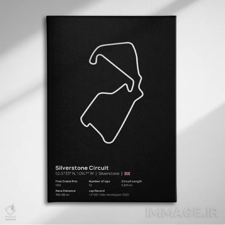 تابلو فرمول یک - پیست سیلوراستون اثر آویسیکس - نمای روبهرو روی دیوار