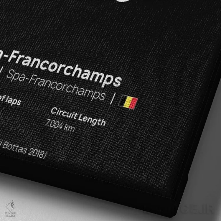 تابلو فرمول یک - پیست اسپا فرانکورشان اثر آویسیکس - نمای نزدیک بافت بوم