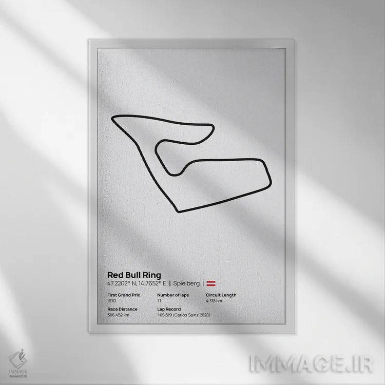 تابلو فرمول یک - پیست ردبول رینگ اثر آویسیکس - نمای قابدار سفید