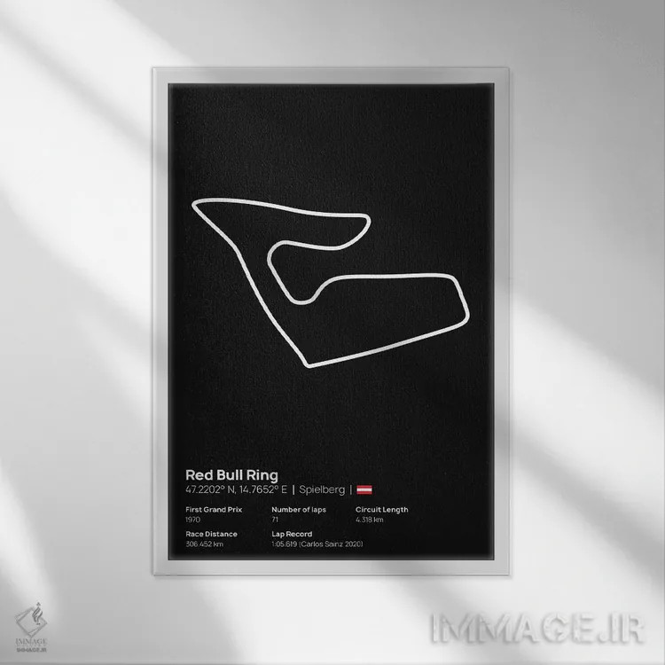 تابلو فرمول یک - پیست ردبول رینگ اثر آویسیکس - نمای قابدار سفید