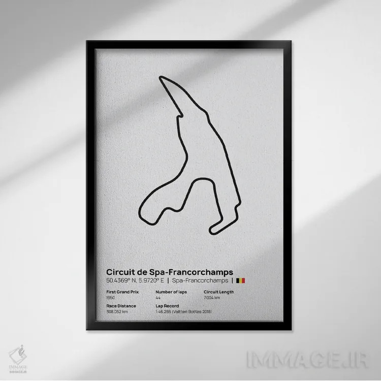 تابلو فرمول یک - پیست اسپا فرانکورشان اثر آویسیکس - نمای قابدار مشکی