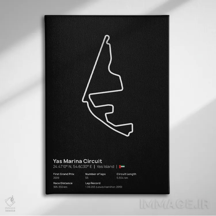 تابلو فرمول یک - پیست یاس مارینا اثر آویسیکس - نمای روبهرو روی دیوار