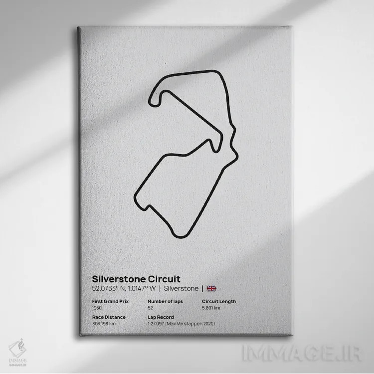 تابلو فرمول یک - پیست سیلوراستون اثر آویسیکس - نمای روبهرو روی دیوار