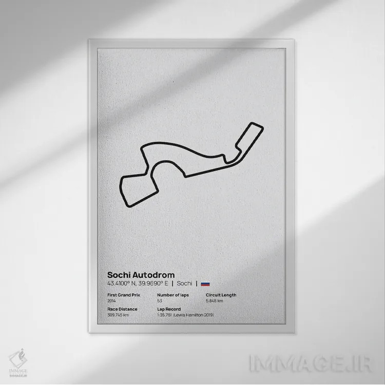 تابلو فرمول یک - اتودروم سوچی اثر آویسیکس - نمای قابدار سفید