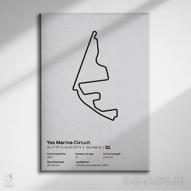 تابلو فرمول یک - پیست یاس مارینا اثر آویسیکس - نمای روبهرو روی دیوار
