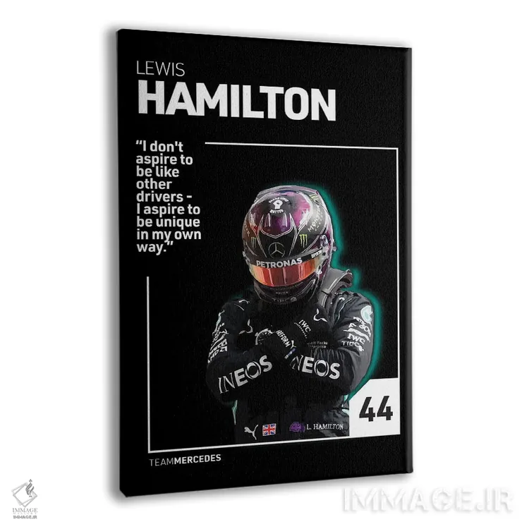 تابلو لوئیس همیلتون (مشکی) اثر آویسیکس - نمای پرسپکتیو محصول