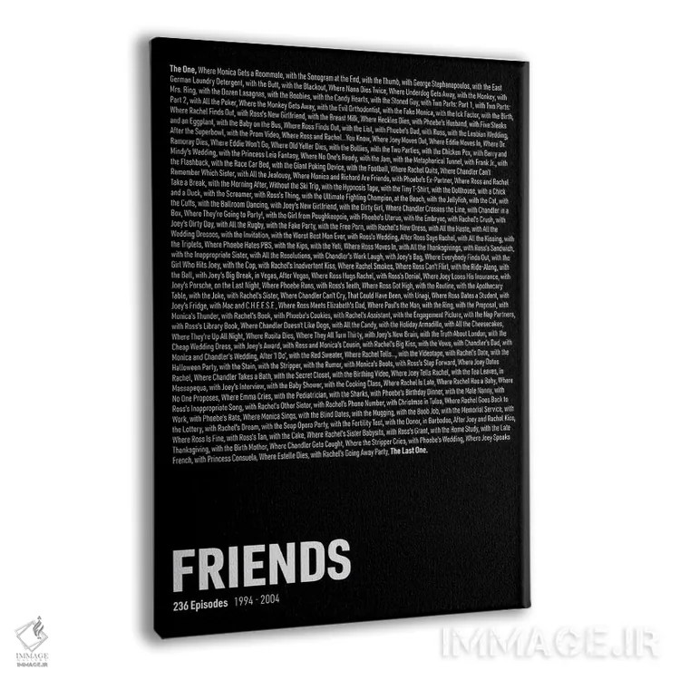 تابلو قسمتهای سریال دوستان (مشکی) اثر آویسیکس - نمای پرسپکتیو محصول