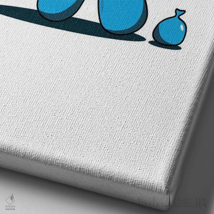 تابلو بادکنک آبی در حال دفع (طنز) اثر آویسیکس - نمای نزدیک بافت بوم