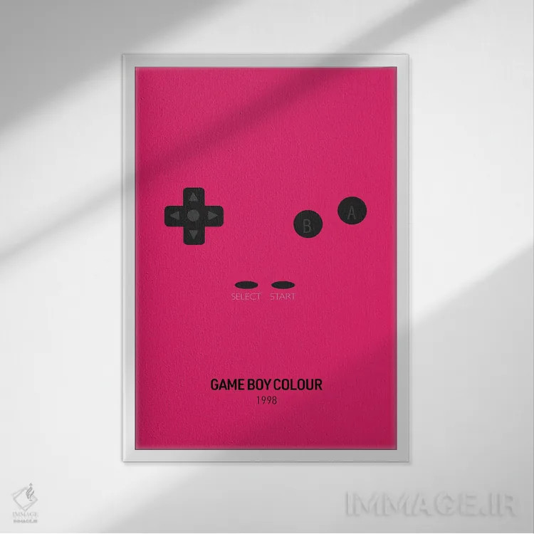 تابلو گیمبوی کالر مینیمال (سرخابی) اثر آویسیکس - نمای قابدار سفید