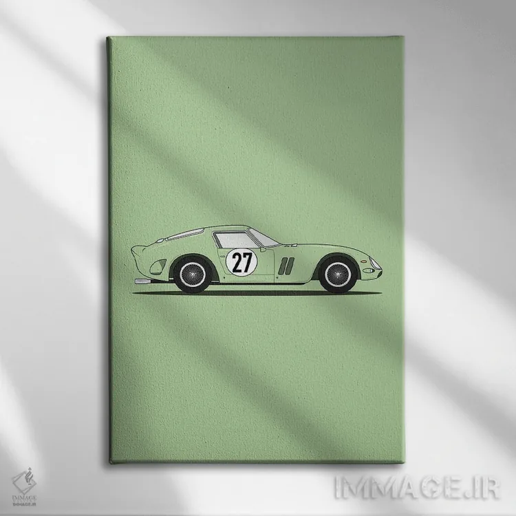 تابلو فراری ۲۵۰ GTO (نسخه سبز) اثر آویسیکس - نمای روبهرو روی دیوار