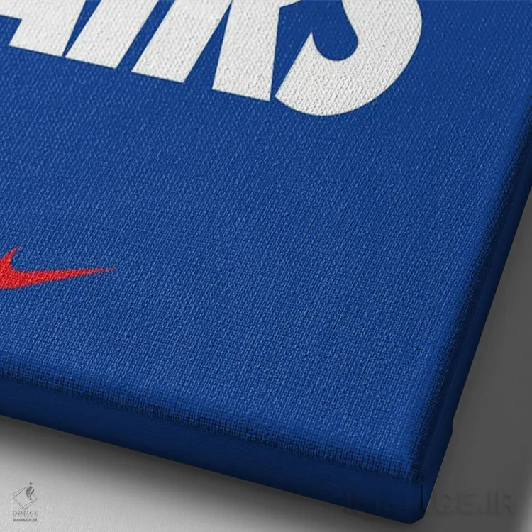 تابلو کیس مای ایرز (آبی) (شعار تبلیغاتی نایک) اثر آویسیکس - نمای نزدیک بافت بوم