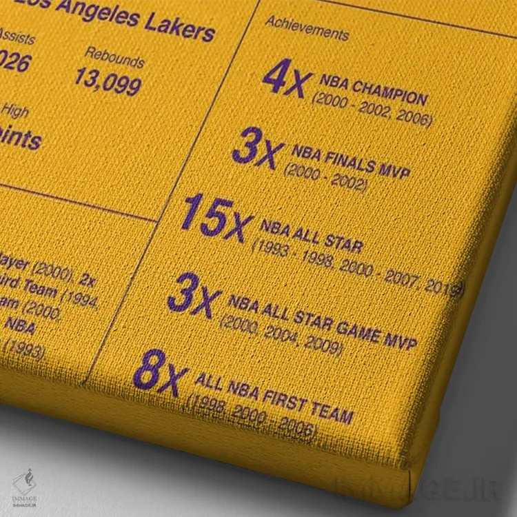 تابلو آمار حرفهای شکیل اونیل (بسکتبال) اثر آویسیکس - نمای نزدیک بافت بوم