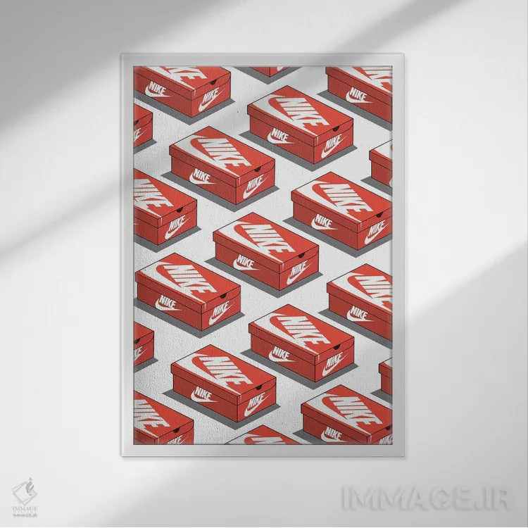 تابلو جعبه کفش نایک اثر آویسیکس - نمای قابدار سفید