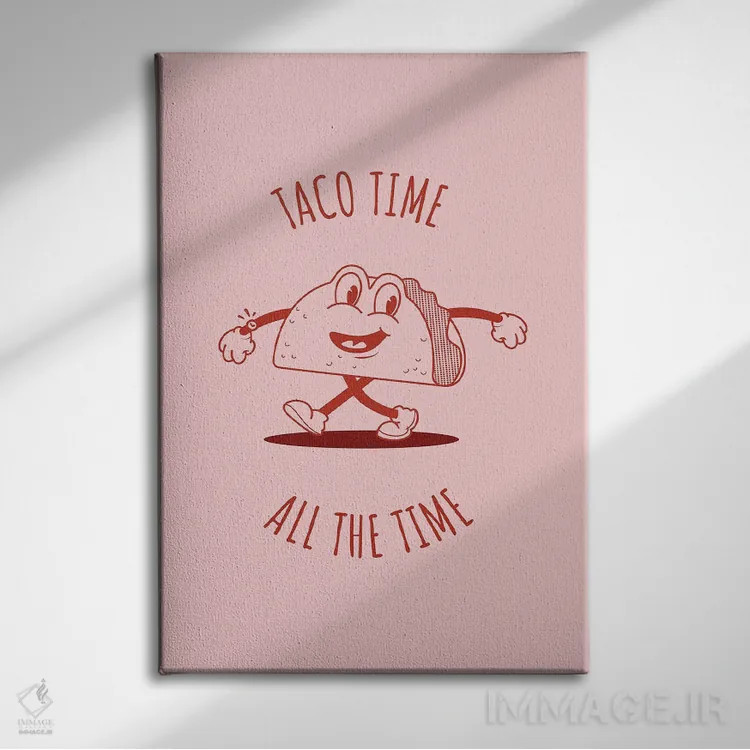 تابلو تاکو تایم (صورتی) اثر آویسیکس - نمای روبهرو روی دیوار