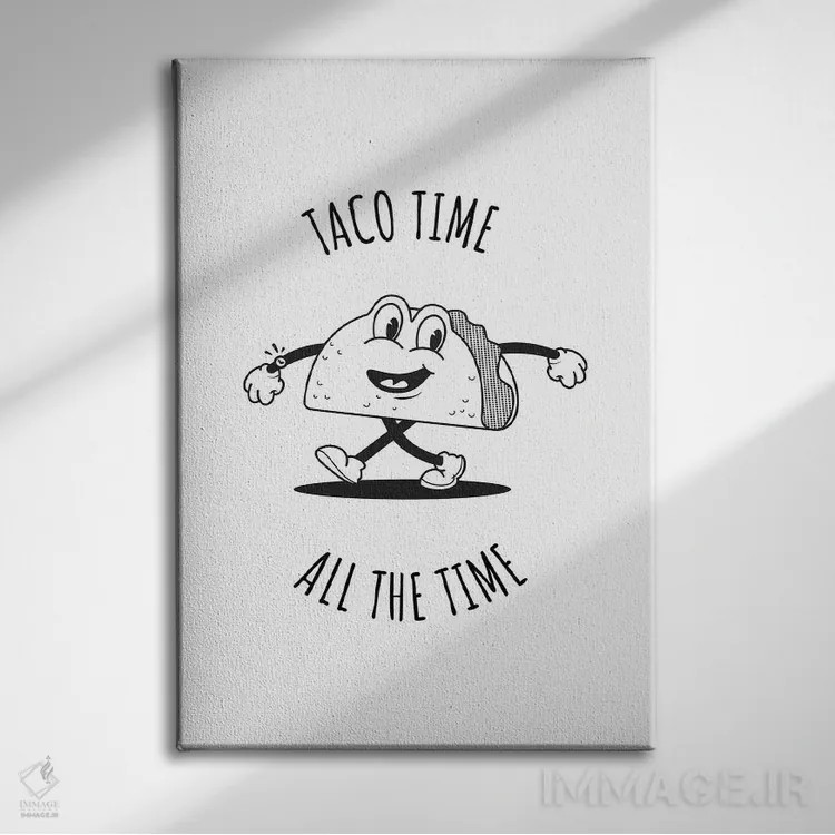 تابلو تاکو تایم (سفید) اثر آویسیکس - نمای روبهرو روی دیوار