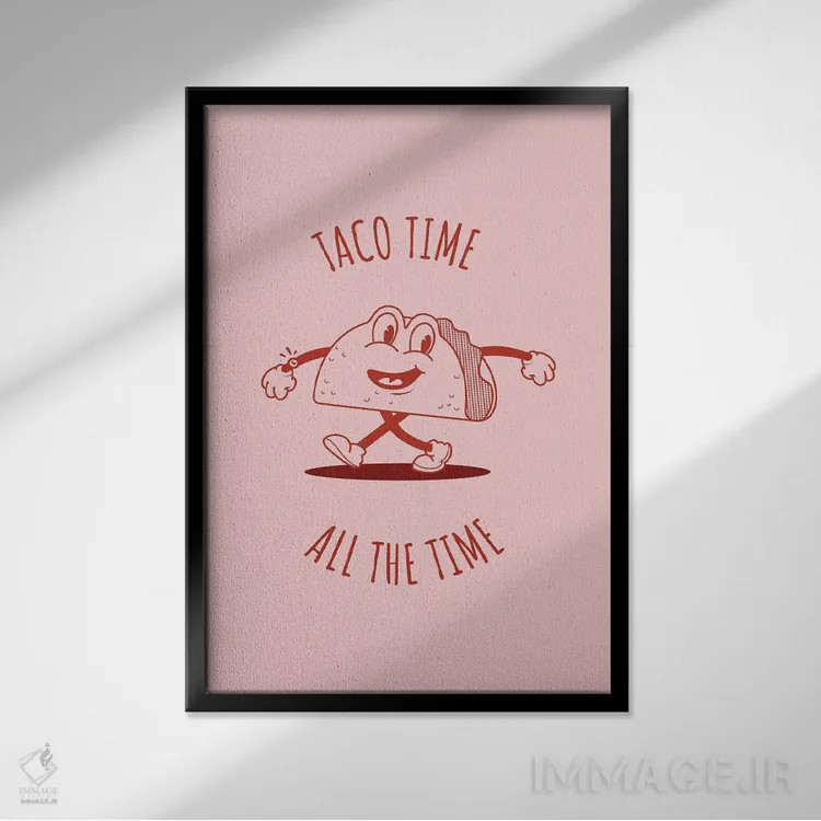 تابلو تاکو تایم (صورتی) اثر آویسیکس - نمای قابدار مشکی