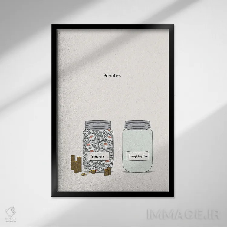 تابلو سرمایه کتانی اثر آویسیکس - نمای قابدار مشکی