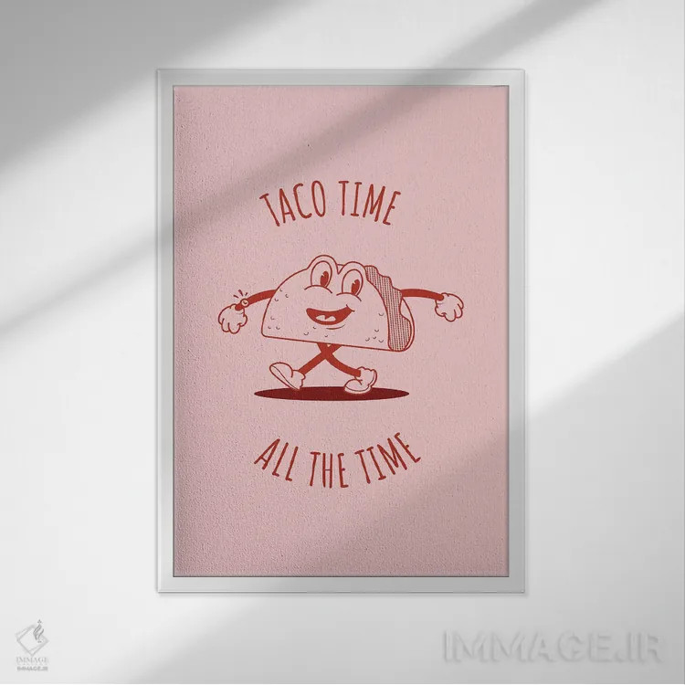 تابلو تاکو تایم (صورتی) اثر آویسیکس - نمای قابدار سفید