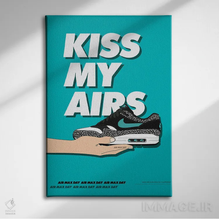 تابلو هوای من را ببوس (اصطلاح کفش اسنیکر) اثر آویسیکس - نمای روبهرو روی دیوار