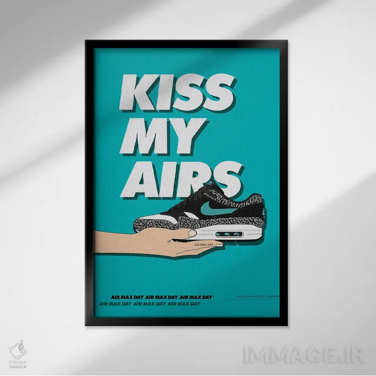 تابلو هوای من را ببوس (اصطلاح کفش اسنیکر) اثر آویسیکس - نمای قابدار مشکی