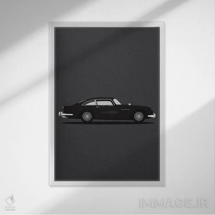 تابلو آستون مارتین DB5 اثر آویسیکس - نمای قابدار سفید