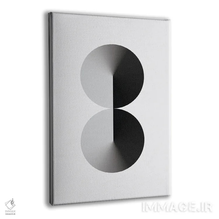 تابلو عدد ۸ با پسزمینه سفید و مشکی اثر آویسیکس - نمای پرسپکتیو محصول