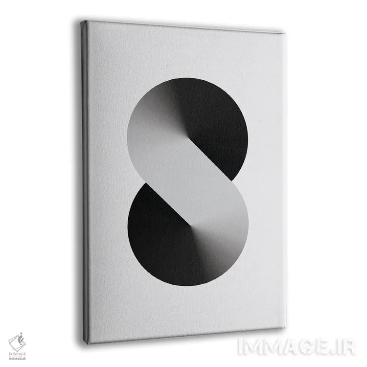 تابلو پسزمینهٔ سفید S شکل (مشکی) اثر آویسیکس - نمای پرسپکتیو محصول