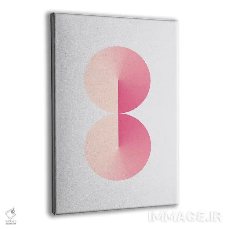تابلو عدد ۸ با پسزمینه سفید و صورتی اثر آویسیکس - نمای پرسپکتیو محصول