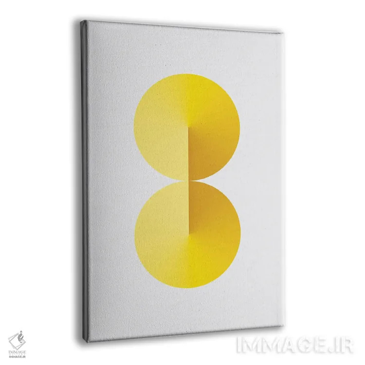 تابلو عدد ۸ با پسزمینه سفید و زرد اثر آویسیکس - نمای پرسپکتیو محصول