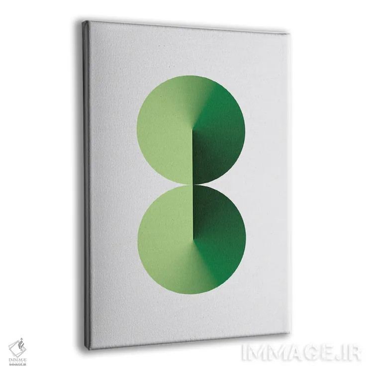 تابلو عدد ۸ با پسزمینه سفید و سبز اثر آویسیکس - نمای پرسپکتیو محصول