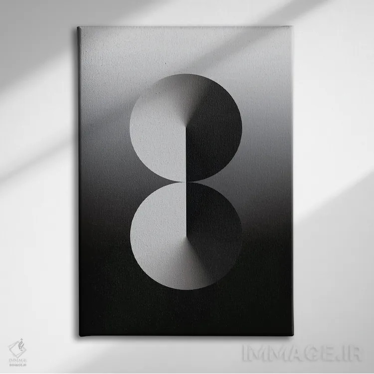 تابلو عدد ۸ با پسزمینه گرباورها مشکی اثر آویسیکس - نمای روبهرو روی دیوار