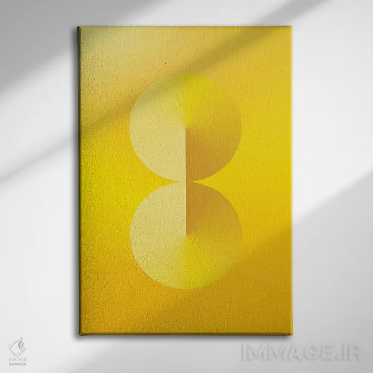 تابلو پسزمینهٔ گرباورها 8 شکل (زرد) اثر آویسیکس - نمای روبهرو روی دیوار