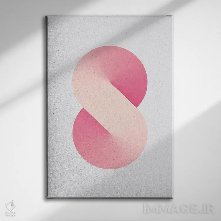 تابلو پسزمینهٔ سفید S شکل (صورتی) اثر آویسیکس - نمای روبهرو روی دیوار