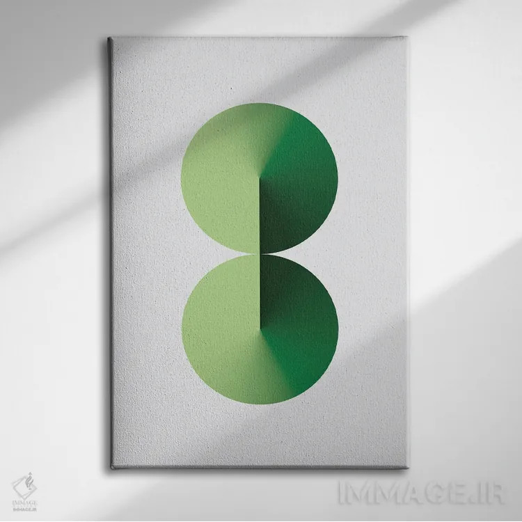 تابلو عدد ۸ با پسزمینه سفید و سبز اثر آویسیکس - نمای روبهرو روی دیوار