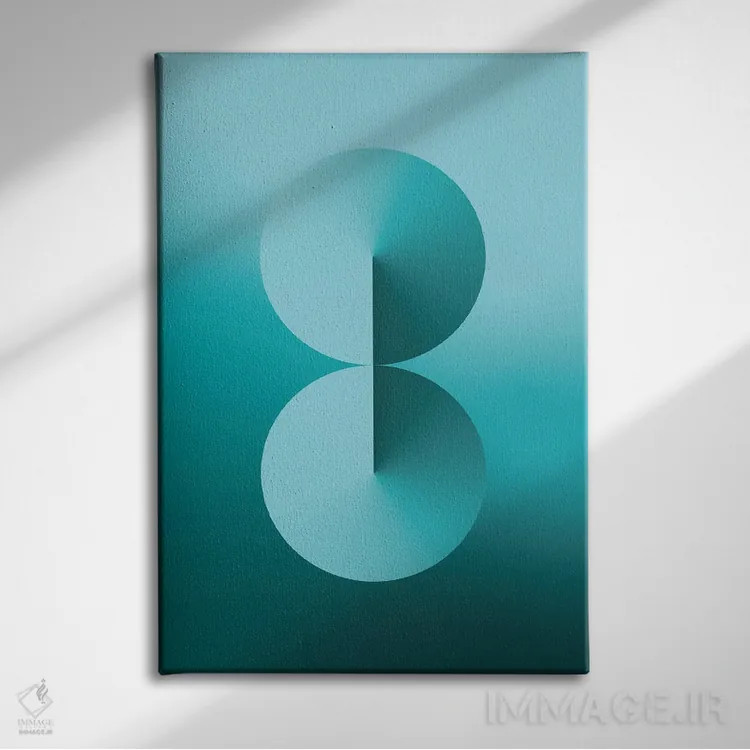 تابلو پسزمینهٔ گرباورها 8 شکل (آبی مایل به سبز) اثر آویسیکس - نمای روبهرو روی دیوار