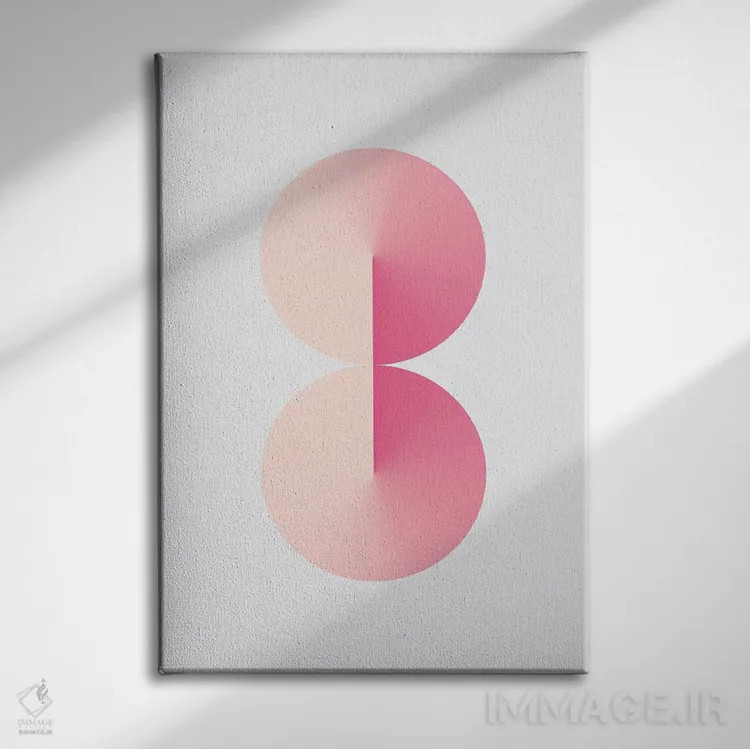 تابلو عدد ۸ با پسزمینه سفید و صورتی اثر آویسیکس - نمای روبهرو روی دیوار