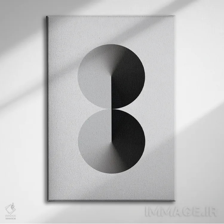 تابلو عدد ۸ با پسزمینه سفید و مشکی اثر آویسیکس - نمای روبهرو روی دیوار