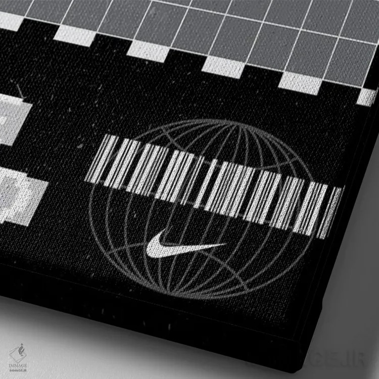 تابلو نایک رترو (مشکی) اثر آویسیکس - نمای نزدیک بافت بوم