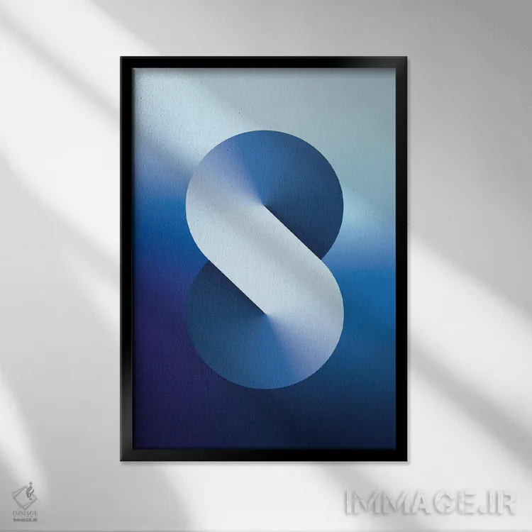 تابلو پسزمینهٔ گرباورها S شکل (آبی) اثر آویسیکس - نمای قابدار مشکی