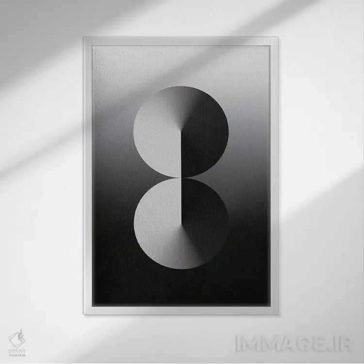 تابلو عدد ۸ با پسزمینه گرباورها مشکی اثر آویسیکس - نمای قابدار سفید