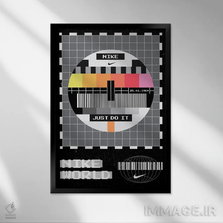 تابلو نایک رترو (مشکی) اثر آویسیکس - نمای قابدار مشکی