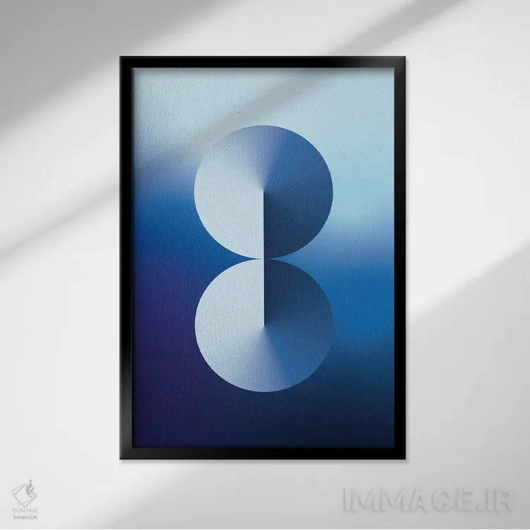 تابلو عدد ۸ با پسزمینه گرباورها آبی اثر آویسیکس - نمای قابدار مشکی