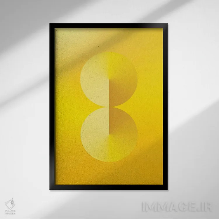 تابلو پسزمینهٔ گرباورها 8 شکل (زرد) اثر آویسیکس - نمای قابدار مشکی