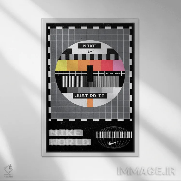 تابلو نایک رترو (مشکی) اثر آویسیکس - نمای قابدار سفید